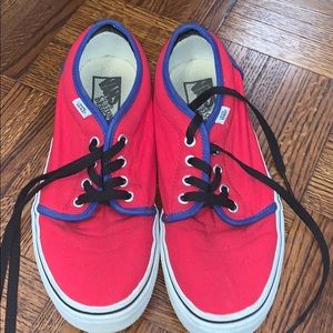 Blue and Red Custom Vans Classic Leather trim